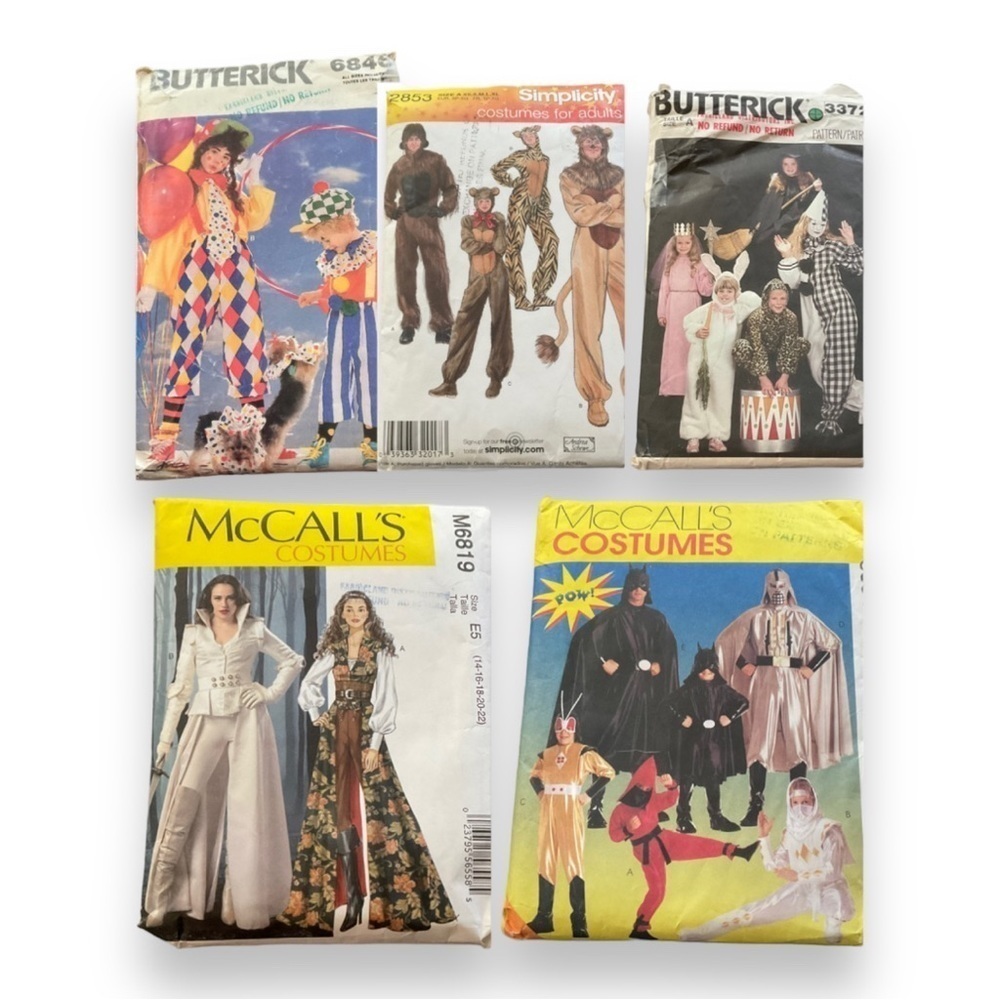 Halloween Costume Sewing Patterns Lot Adult Kids Superhero Clown Princess